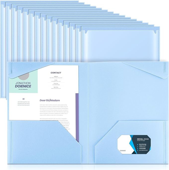 Henoyso 36 Pack Light Blue Plastic Folders by Henoyso