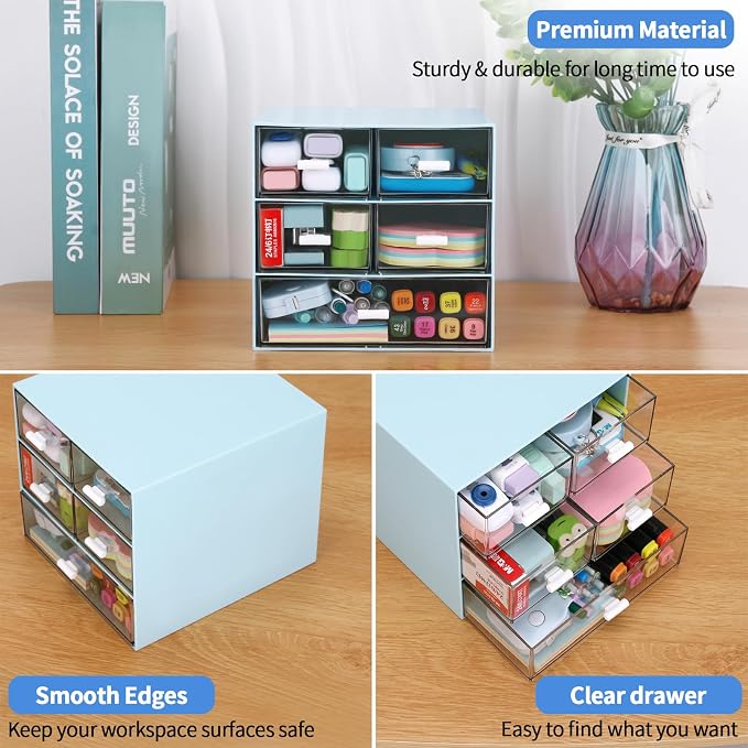 Desk Organizer with 5 Drawers, Rectangular Office Stationery Supplies Desktop - Image 7
