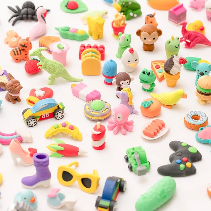 90pcs 3D Cute Kids Erasers, Random Desktop Pet Toys Gifts, Classroom Rewards - Image 4
