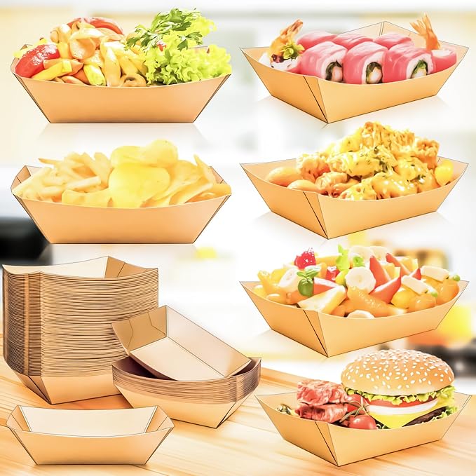 100 Pack 4LB Paper Food Boat Trays Disposable Paper Boat Containers, Heavy Duty - Image 4