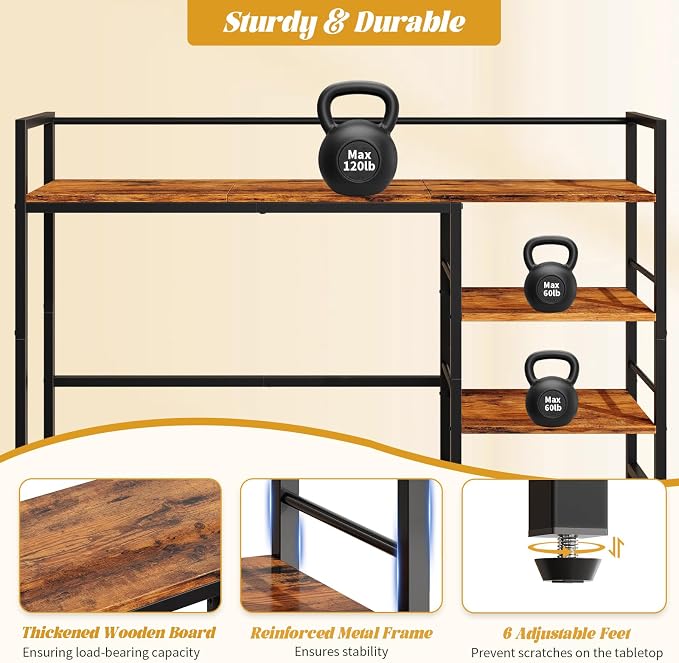 HavenlyYouth Desk Shelf, 45.4 Inch Wood Desk Organizer Shelf - Image 7