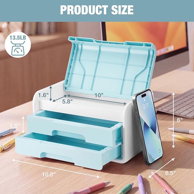 WORKPRO Small Storage Box with 2 Drawers, Flip-Top Lid, Durable ABS Storage - Image 8