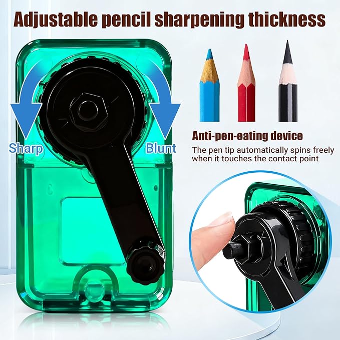 Manual Pencil Sharpener, Labor-Saving Hand Crank Automatic Pen Entry, - Image 3