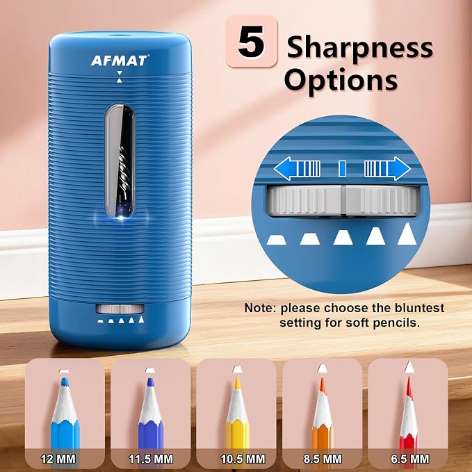 AFMAT Electric Pencil Sharpener, Fully Automatic Pencil Sharpener, Auto in & Out - Image 5