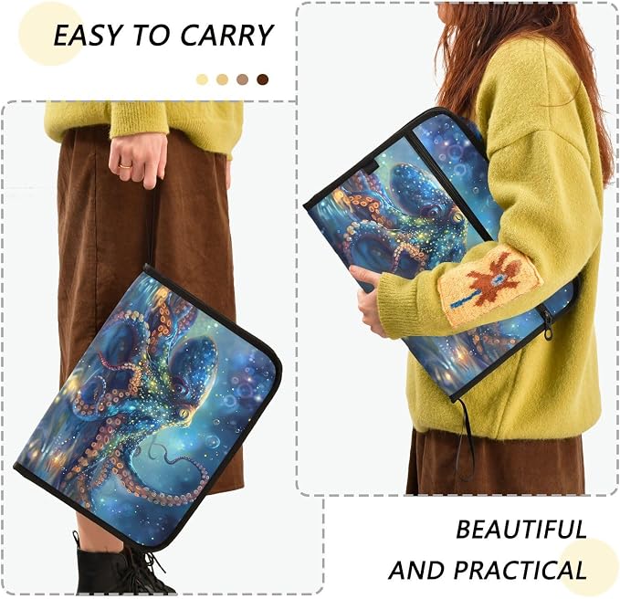 Expanding File Folder Octopus Blue Accordion File Organizer 13 Pockets Document - Image 2