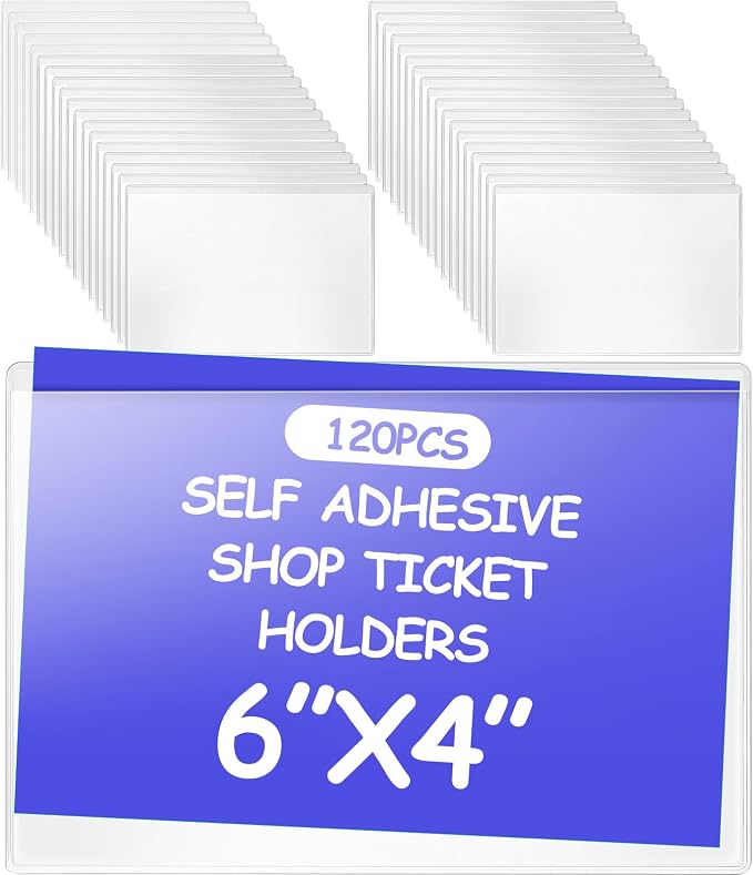 Outus 120 Pcs Self Adhesive Shop Ticket Holders Clear Plastic Sleeves Adhesive by Outus