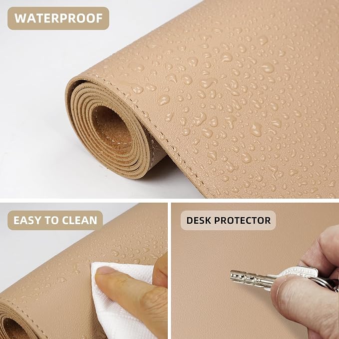 AFIING Cork Desk Mat 47" x 23.6", Dual-Sided Natural Cork & PU Leather Desk Pad - Image 4