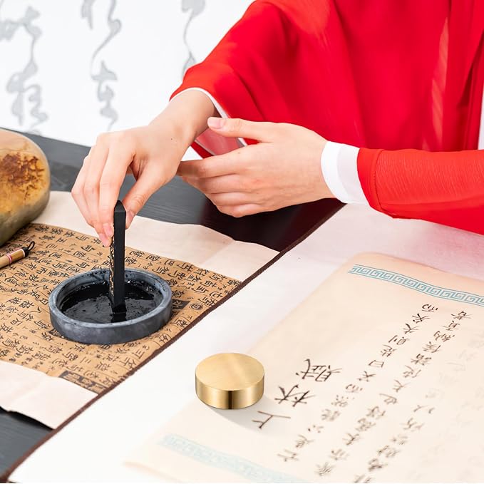 Ipetboom Chinese Calligraphy Brass Paperweight, 1.57 Inch 3pcs Chinese Painting - Image 5
