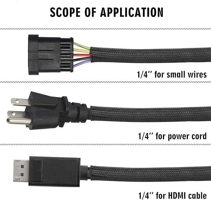 25ft - 1/4 inch Cord Protector Cable Sleeve Split Wire Loom Tubing - Image 2
