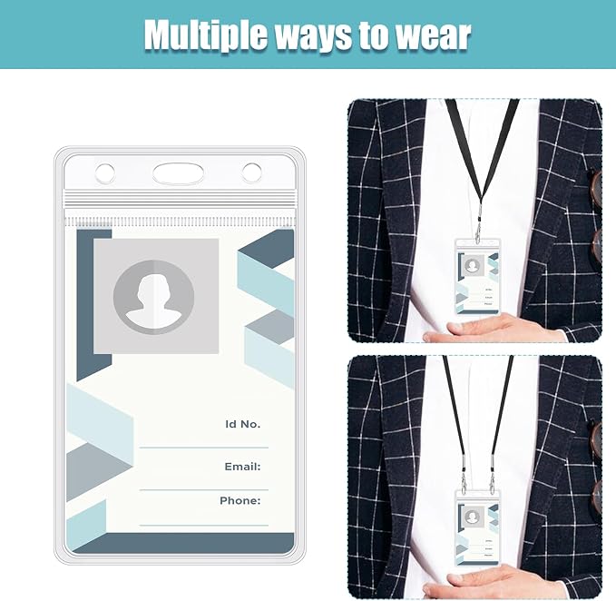150 Pack Vertical ID Badge Holders Clear Plastic Waterproof Card Holder - Image 6
