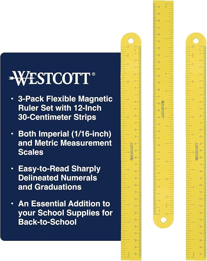 Westcott ‎12 inch Magnetic Flexible Rulers, - Image 2