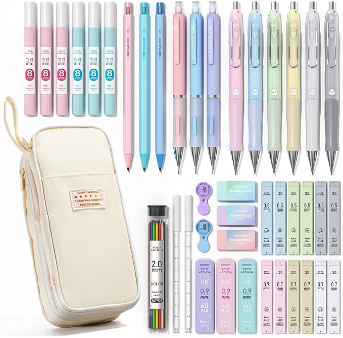 Four Candies 42PCS Aesthetic School Supplies, Mechanical Pencils 0.5mm by FourCandies
