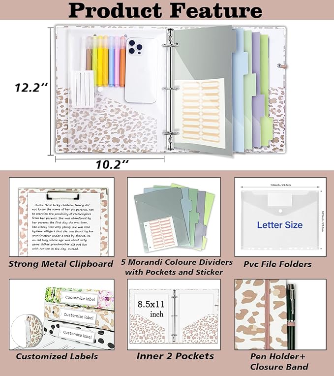 3 Ring Binder 1 Inch for 8.5"x11" Paper, Three Ring Binders - Image 2