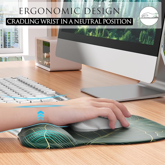 MROCO Ergonomic Mouse Pad with Gel Wrist Rest, 9.4 x 8.1 in, Gel Wrist Comfort - Image 5