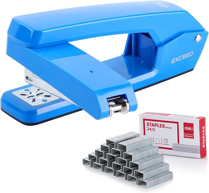 Deli/EZWORK Swing-Arm Swivel Stapler, 25 Sheets Capacity, 360 Degree Rotate by EZWORK