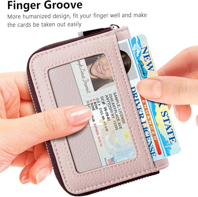 FurArt Zipper Wallet Women, RFID Blocking Credit Card Wallet, Business Card - Image 2