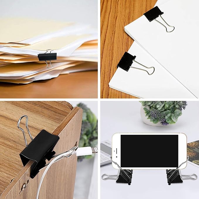 SANNIX 100 PCS Binder Clips Assorted Sizes, X Large, Mini and Micro, Binder - Image 6