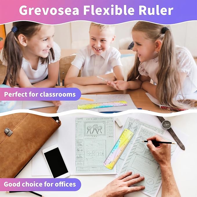 Grevosea 2 Pieces Flexible Rulers 6inch Plastic Ruler - Image 5