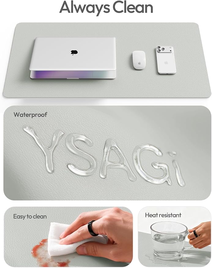 YSAGi Leather Desk Pad Protector, Office Desk Mat, Large Mouse Pad, Non-Slip PU - Image 8