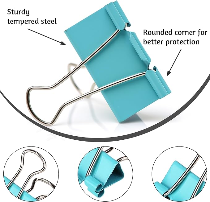 2 Inch Extra Large Binder Clips, Colored Jumbo Paper Clips, Big Paper Clamps - Image 3