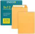 9x12 Brown Kraft Open End Envelopes Peel & Seal, 100 Pack, Self Seal Mailing by EnDoc