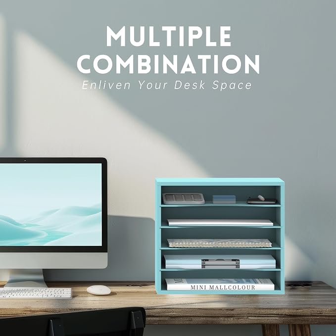 SUPEASY Wood Desk Organizer, 5 Tier Paper File Organizer - Image 4