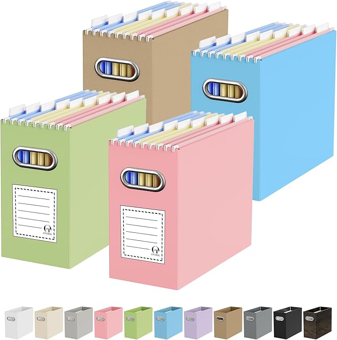 Oterri File Organizer Box, Portable Collapsible Cardboard File Folder Organizer by Oterri
