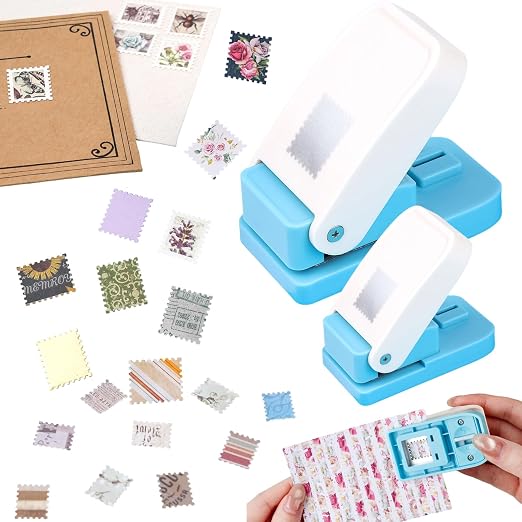 2 Pcs Stamp Punch, Rectangular Postage Stamps Punch, 1x0.8inch & Mini by CYFUNDESIGN