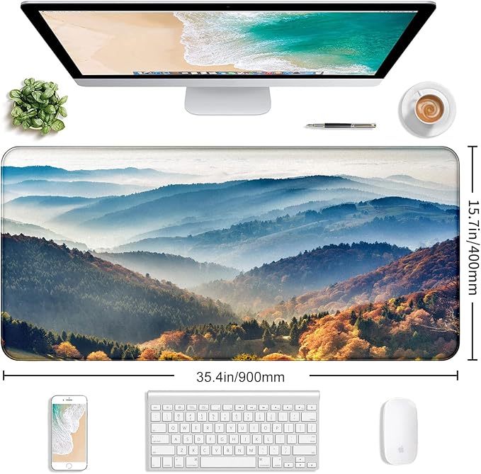 Large Mountain View Patterned Mouse Pad, Anti Slip Gaming Keyboard Desk Pad | - Image 2