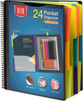 H4D 24 Pocket Poly Project Organizer, Spiral Multi Pocket Folder Organizer by H4D