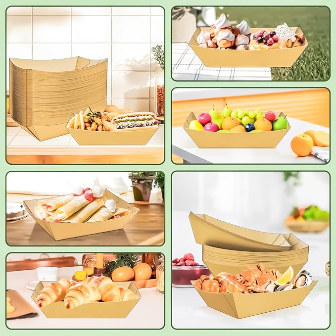 100 Pack Extra Large 6LB Paper Food Boats Trays Disposable Paper Boat Plate - Image 5