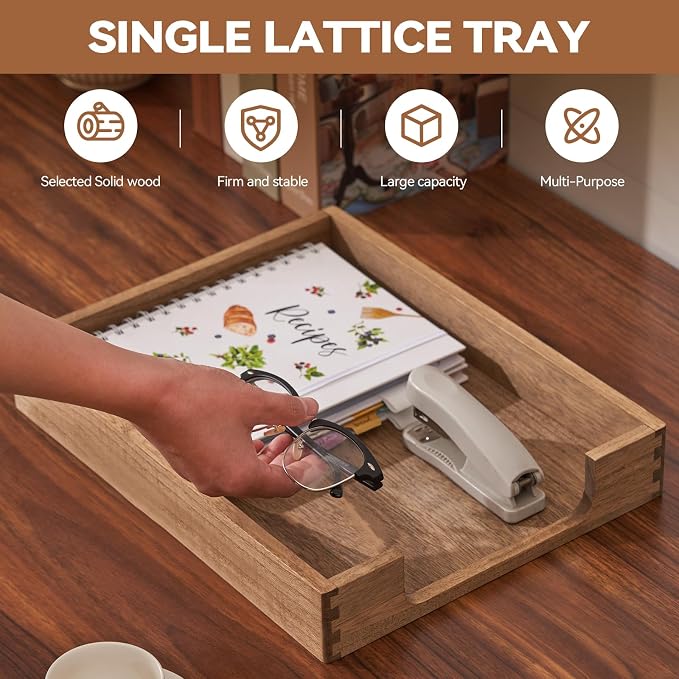 KIRIGEN Wood Letter Tray, Single-Tier Front-Load Desktop Paper Organizer - Image 2
