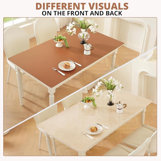 OstepDecor Brown Table Cover Protector 36 x 72 Inch, 1.5mm Thick Plastic Table - Image 7