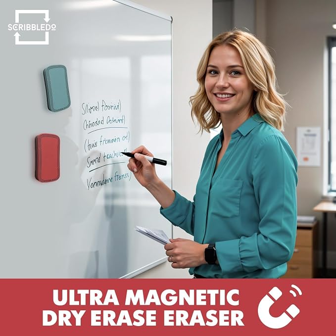 Scribbledo Boho Magnetic Dry Erase Eraser 2 Pack Streak-Free Whiteboard | - Image 4