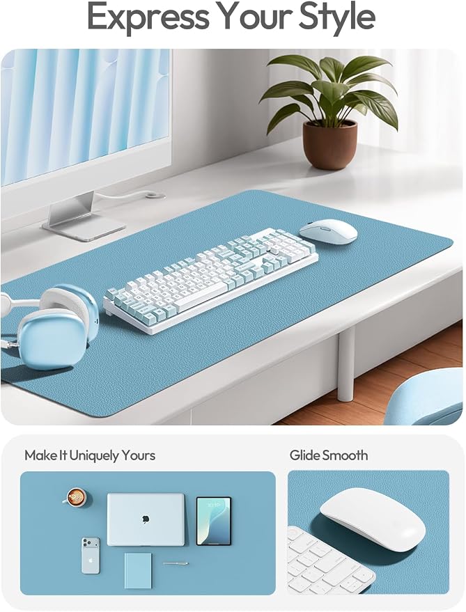 YSAGi Leather Desk Protector, Office Mat, Large Mouse Pad, Non-Slip PU Leather - Image 2