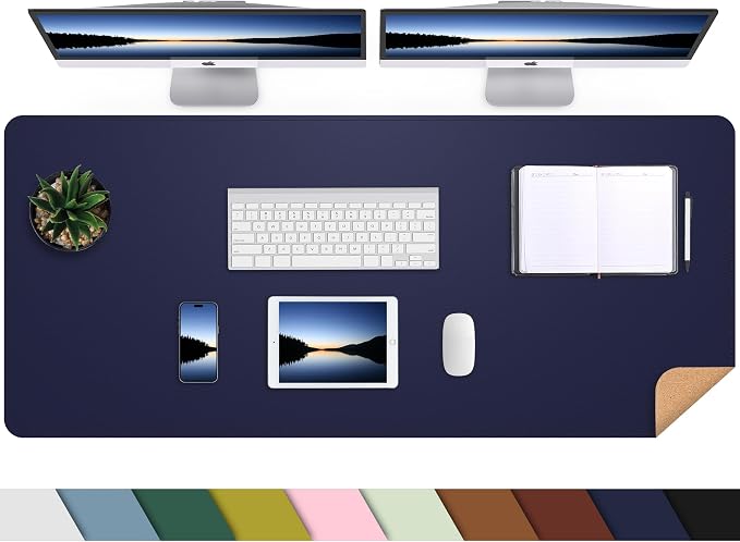 AFIING Cork Desk Mat 55" x 17", Dual-Sided Natural Cork & PU Leather Desk Pad by AFIING