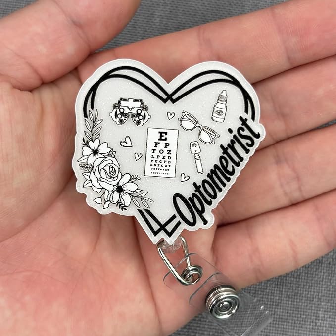 Cute Optometrist Badge Reel Retractable, Elegant Eye Doctor Acrylic Badge Holder - Image 3