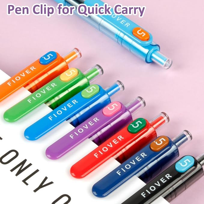 FIOVER Colored Gel Pens, 8 Pack, 0.5mm Fine Point | Quick Dry, Smooth Writing - Image 7