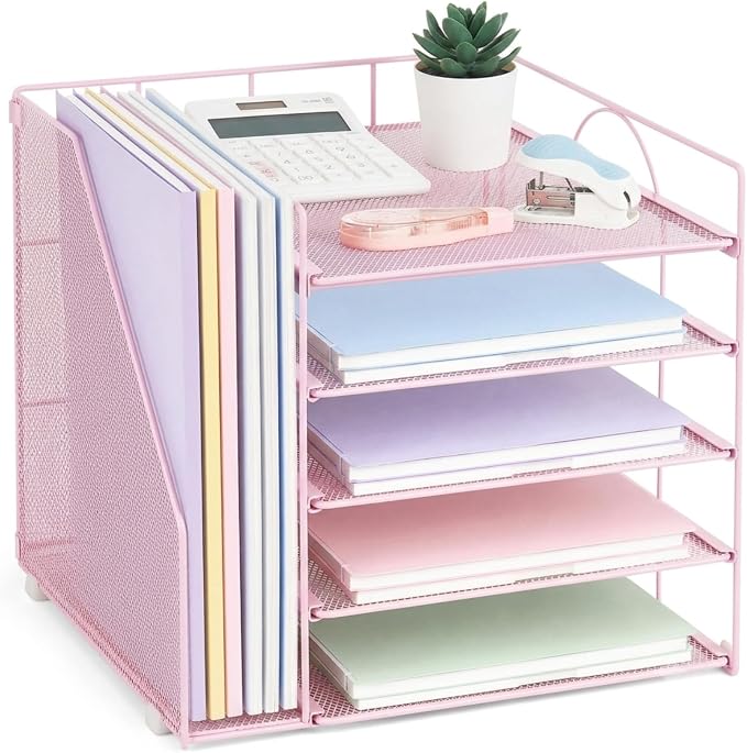 LEKETREE Desk Organizers and Accessories, 5-Tier Paper Letter Tray Organizer by Stylishworkspaceeffortlessorganization