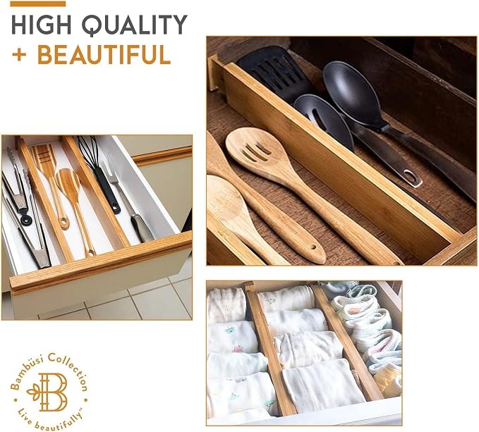 4 Pack Bamboo Drawer Dividers - Image 8