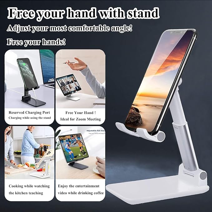 Meetuo 2 Pcs Cell Phone Stand for Desk, Adjustable & Foldable Phone Holder | - Image 3