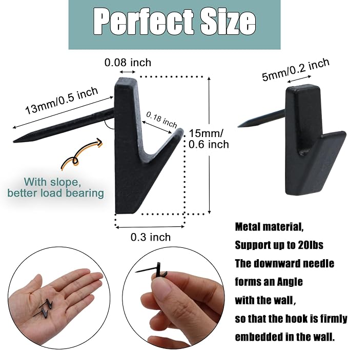 30 PCS Picture Hanging Nails Hooks, Push Pins Thumbtacks - Image 2