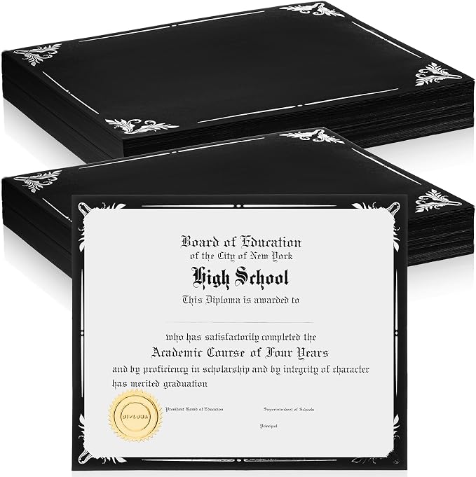 Fainne 100 Pcs Certificate Holder Foil Border 8.5 x 11 Inch Single Sided Award by Fainne