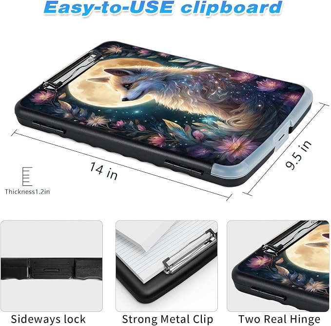 Clipboard with Storage, High Capacity Blue Octopus with Glasses Storage - Image 3