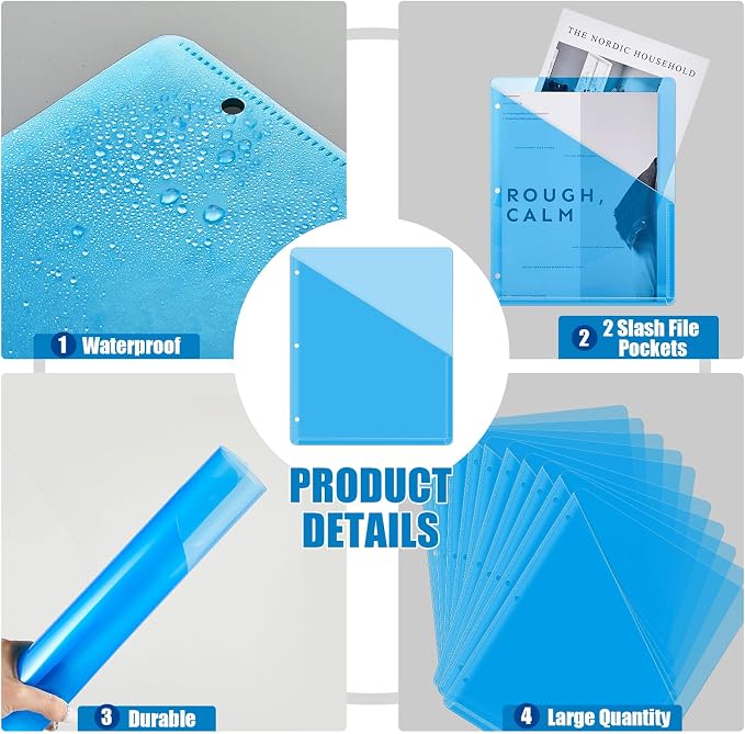 Seajan 48 Pcs Pocket Folders for 3 Ring Binder Clear Plastic Folders Sleeves - Image 4