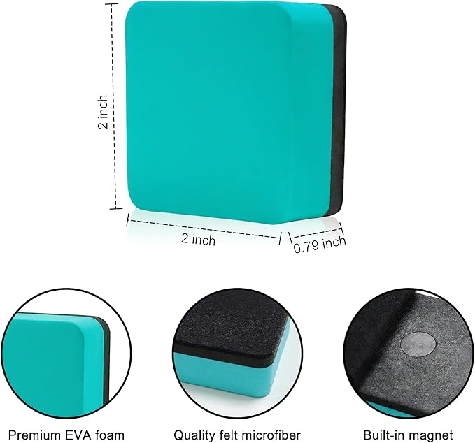 Mini Dry Erase Erasers, IHPUKIDI 48 Pack Magnetic Whiteboard Dry Erasers - Image 2