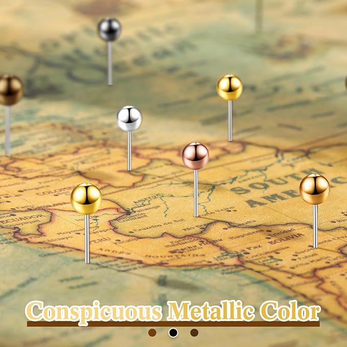 Outus 500 Pieces Map Push Pins Map Tacks Plastic Round Head Tacks - Image 3