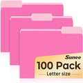SUNEE File Folders, 100 Pack Manilla Folders 8.5 x 11, Colored File Folders by SUNEE