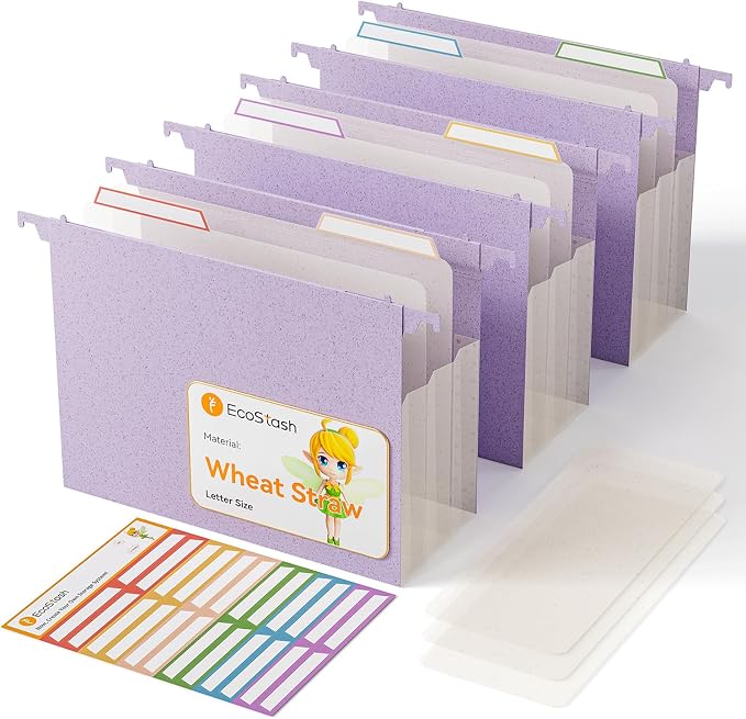 Extra Capacity Hanging File Folders, 4.72" Reinforced Wheat Straw Expanding by EcoStash