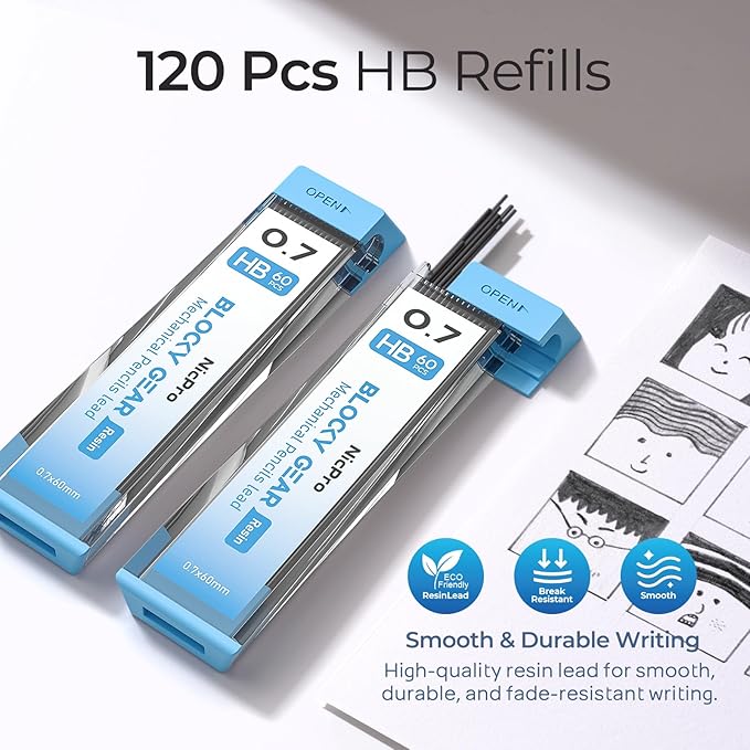Nicpro Blocky Gear 0.7 mm Mechanical Pencil, Metal Drafting Pencil - Image 4